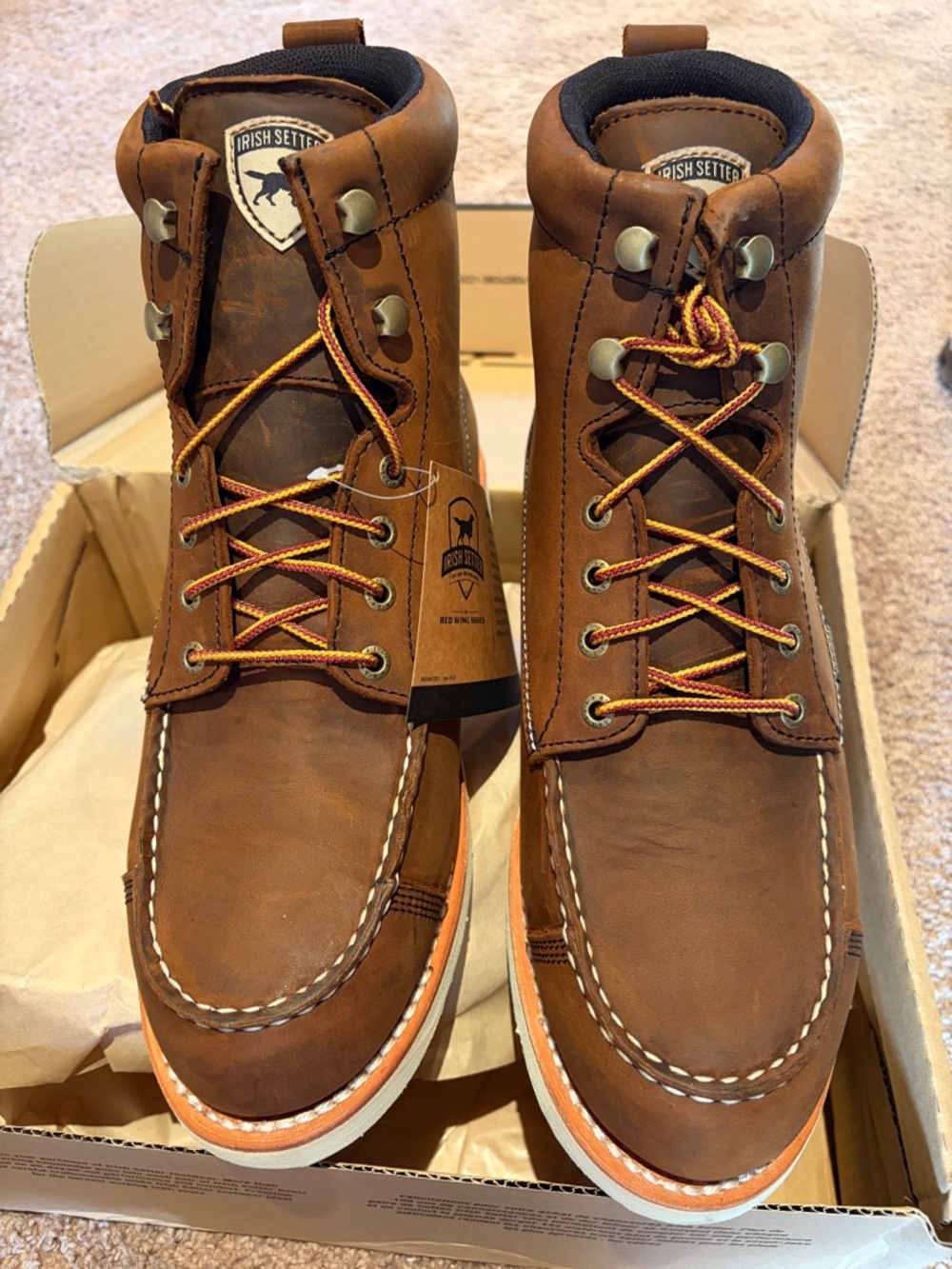 Red Wing Irish Setter Brown Leather waterproof Work Boots size 10
